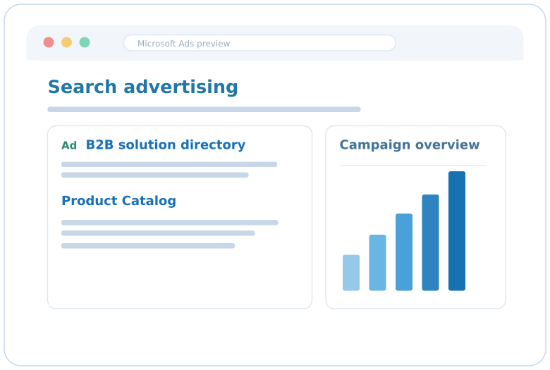 Microsoft Bing Ads广告界面原创示意图